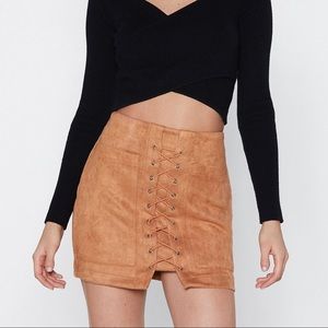 Nasty Gal Cut Ties Suede Skirt